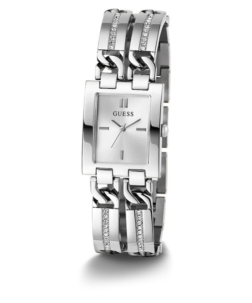Guess ID Chain Glitz Accents Silver Tone Ladies Watch GW0668L1