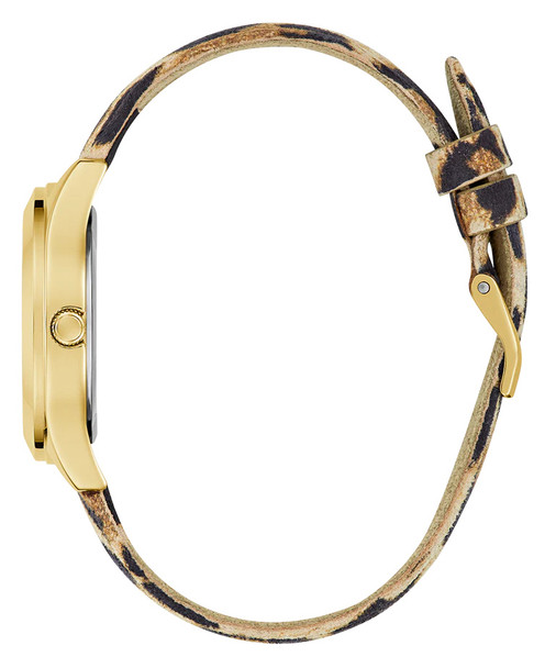 Guess Iconic Animal Leopard Leather Gold Tone Ladies Watch GW0745L2