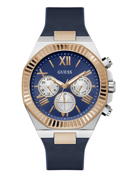 Guess Multi-function Blue Leather Two-Tone Mens Watch GW0791G2