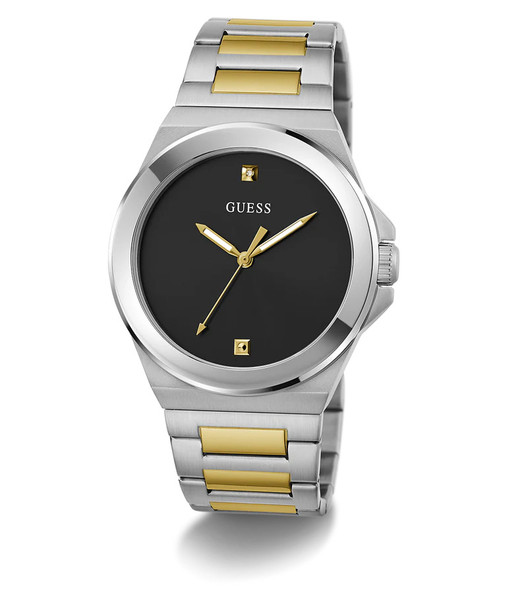 Guess Genuine Diamond Silver Tone Two-Tone Mens Watch GW0833G3