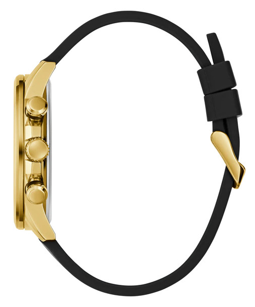 Guess Multi-function Black Silicone Gold Tone Mens Watch GW0913G2