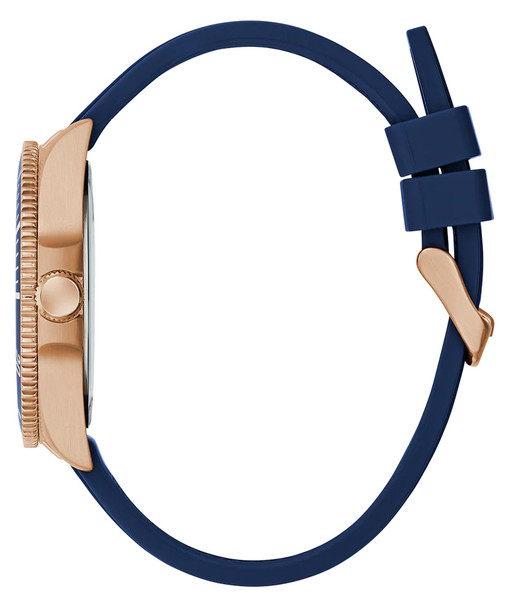 Guess Sport Blue Silicone Rose Gold Tone Mens Watch GW0969G3