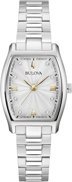 Bulova Tank Quartz Silver Dial Ladies Watch 96P232