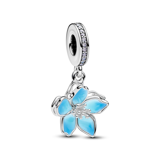 Pandora Blue Blossom Dangle Charm 790667C02