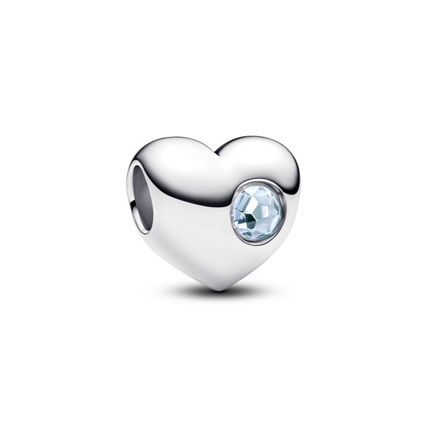 Pandora Engravable Sea Aqua Blue Stone Heart Charm 794161C03