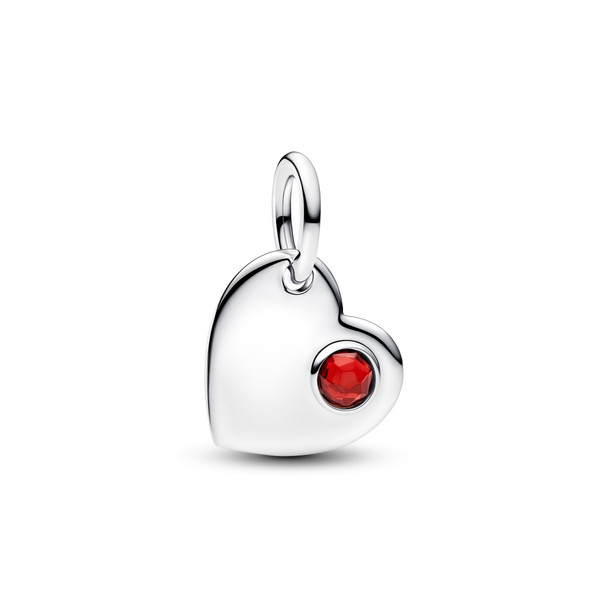 Pandora January Engravable Red Stone Heart Dangle Charm 794295C01