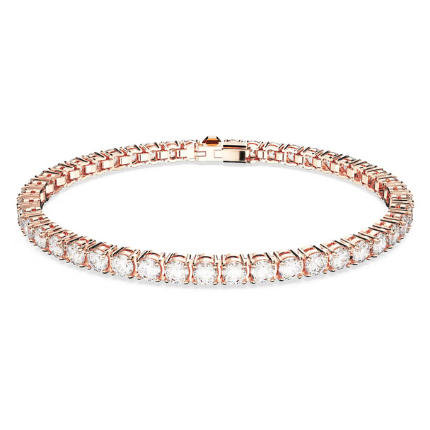 Swarovski Matrix Tennis Bracelet - Round Cut - White - Rose Gold-tone Plated - X-large 5657660