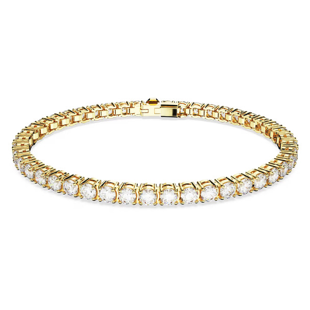 Swarovski Matrix Tennis Bracelet - Round Cut - White - Gold-tone Plated - Large 5657662