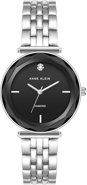 Anne Klein Silver-Tone Diamond Ladies Watch AK/3977BKSV