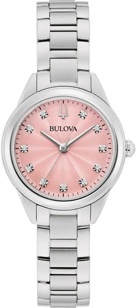 Bulova Sutton Diamond Pink Dial Ladies Watch 96P24 96P249