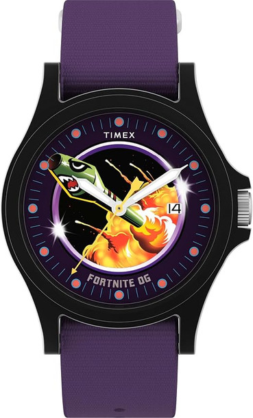 Timex X Fortnite Acadia Quartz Purple Dial Mens Watch TW2Y46300