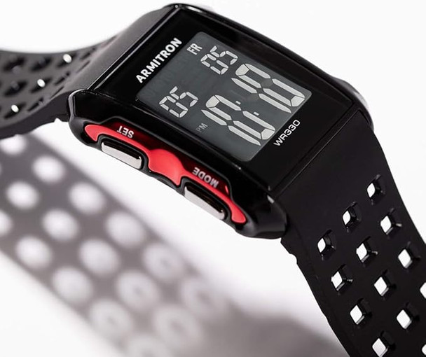 Armitron Sport Chronograph Black and Red Digital Mens Watch 40-8177RED