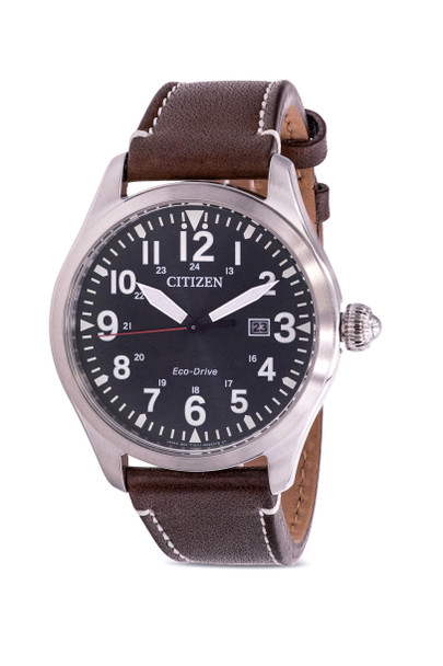 Citizen Eco-Drive Garrison Military Leather Mens Watch BM6838-09X