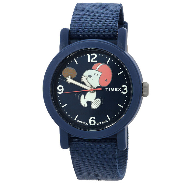 Timex X Peanuts Team Snoopy 38mm Blue Dial Blue Strap Unisex Watch TW2W48500