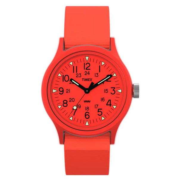 Timex MK1 36mm Orange Dial Orange Fabric Strap Mens Watch TW2W91300