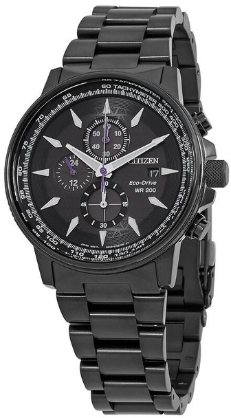 Citizen Eco-Drive Marvel Black Panther Chronograph Black Dial Mens Watch CA0297-52W