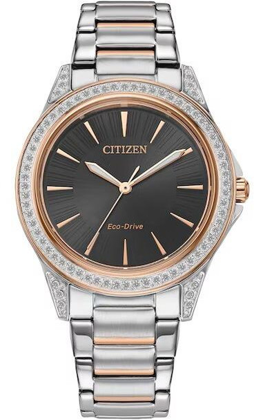 Citizen Crystal Black Dial Ladies Watch EM0946-58E