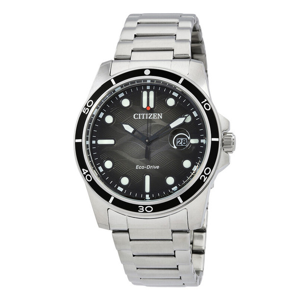 Citizen Eco-Drive Marine 1810 Black Dial Mens Watch AW1816-89E