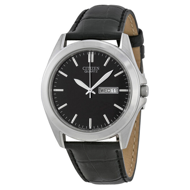 Citizen Quartz Black Dial Leather Mens Watch BF0580-06E