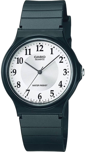 Casio Classic White Dial Black Resin Quartz Mens Watch MQ-24-7B3