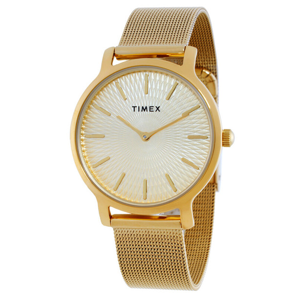 Timex Transcend 34mm Gold Dial Gold Mesh Ladies Watch TW2V92800