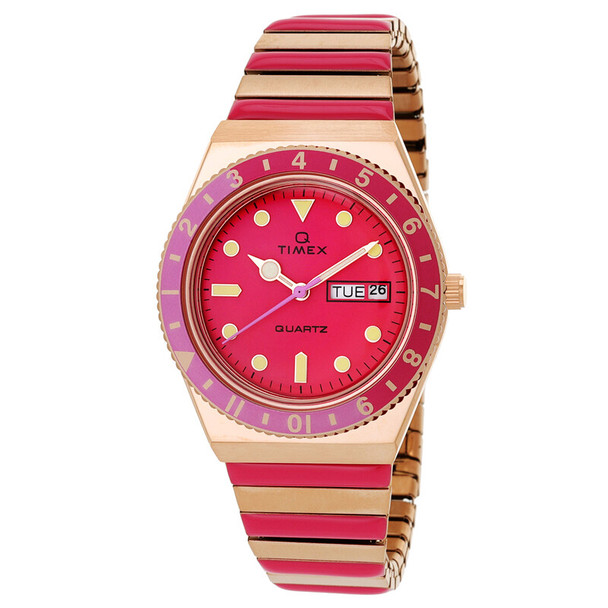 Timex Q Timex 36mm Pink Dial Two-Tone Expansion Ladies Watch TW2W41000