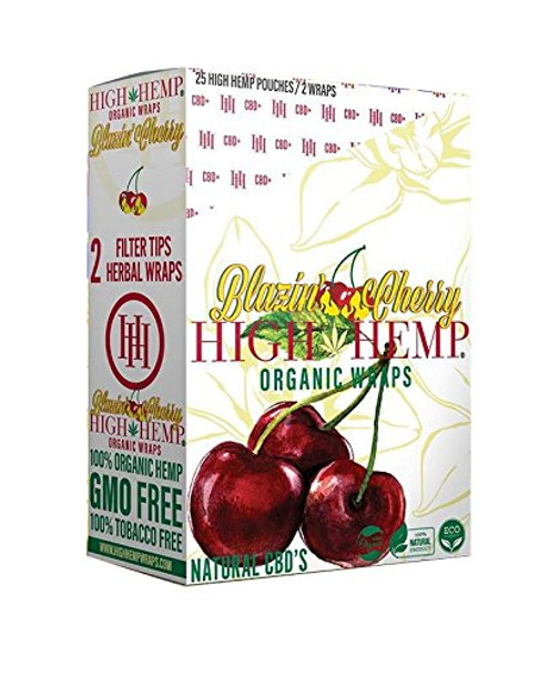 High Hemp 25 Count Blazin Cherry of Organic Wraps - Tobacco Free - Vegan - Non-GMO HH-CHERRY