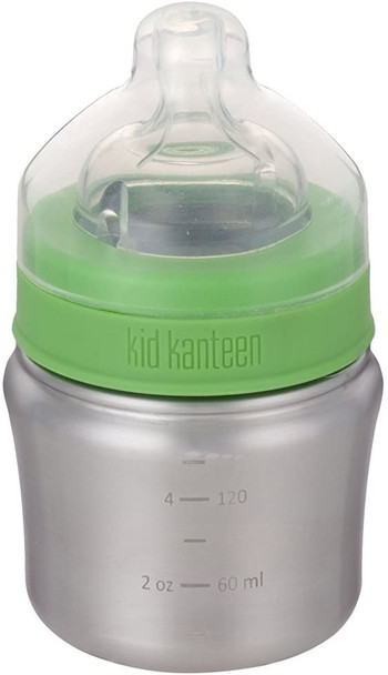 Klean Kanteen Kid Kanteen Wide Mouth Single Wall Stainless Steel Baby Bottle with Dust Cover - Stainless 1000276