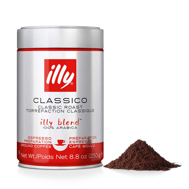 illy Classico Ground Espresso Medium Roast 100% Arabica Coffee Blend Can 8.8 Ounce (Pack of 6) illyCground6