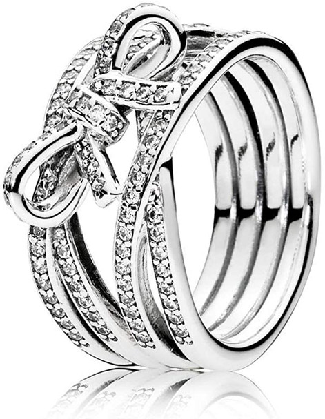 PANDORA Sparkling Ribbon and Bow Ring 190995CZ-62