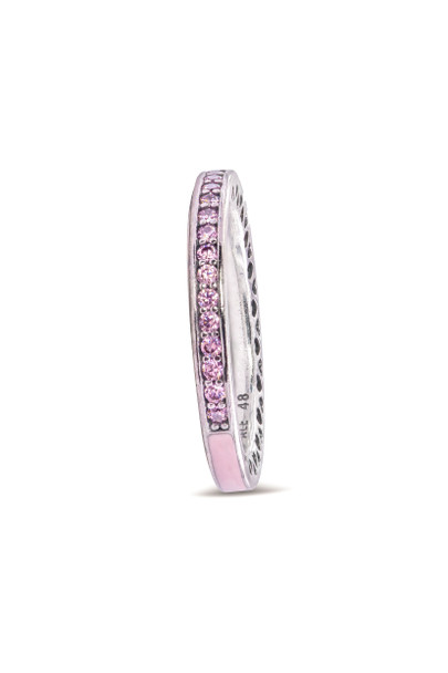 PANDORA Radiant Hearts Ring - Light Pink Enamel & Clear CZ