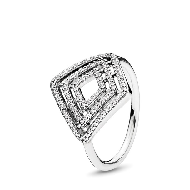 PANDORA Geometric Lines Ring - Clear CZ 196210CZ-52