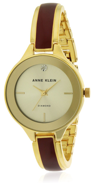 Anne Klein Gold-Tone With Ceramic Ladies Watch AK-2702BYGB