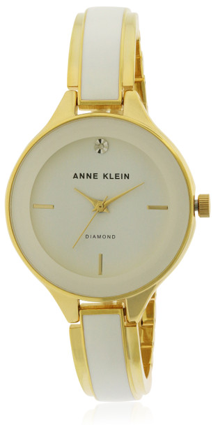 Anne Klein Gold-Tone With Ceramic Ladies Watch AK-2702WTGB