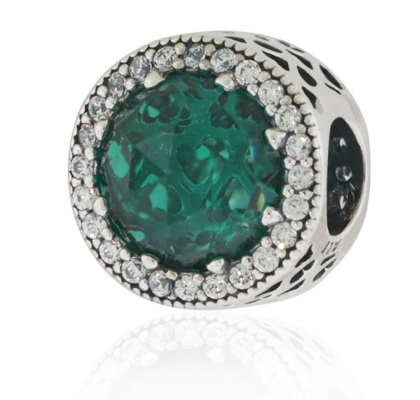 Pandora Silver Radiant Hearts Green CZ Bead - 791725NSG