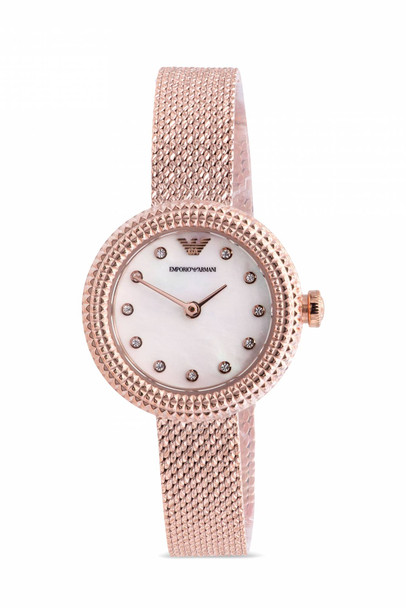 Emporio Armani Rose Gold-Tone Mesh Ladies Watch AR11416