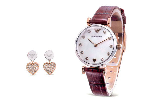 Emporio Armani Earrings And Watch Gift Set AR80040