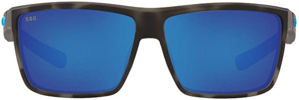 Costa Del Mar Mens Rinconcito Polarized Rectangular Sunglasses - Ocearch Matte Tiger Shark/Grey Blue Mirrored - 60 mm 06S9016-90161860