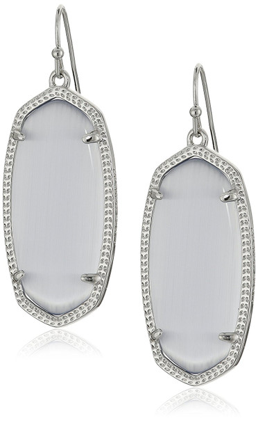 Kendra Scott Signature Elle Rhodium Plated Slate Glass Drop Earrings - 4217708891