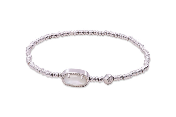 Kendra Scott Grayson Silver Stretch Bracelet in Ivory Mother-of-Pearl 42177180631