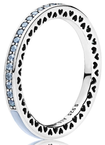 Pandora Air Blue Radiant Hearts of PANDORA Ring 191011SSS-56