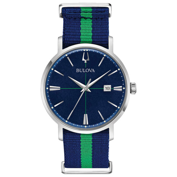 Bulova Aerojet Blue & Green NATO Strap Mens Watch 96B316