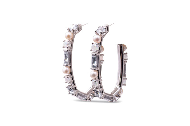 Kendra Scott Madelyn Silver Hoop Earrings In White Mix 4217720000