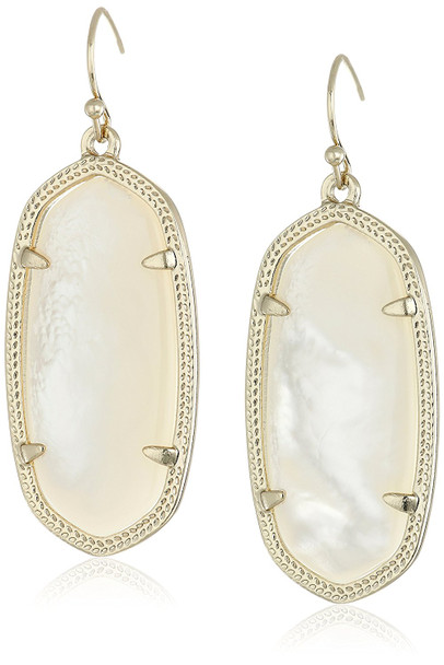 Kendra Scott Signature Elle Gold Plated Ivory Mother-of-Pearl Drop Earrings - 4217702406