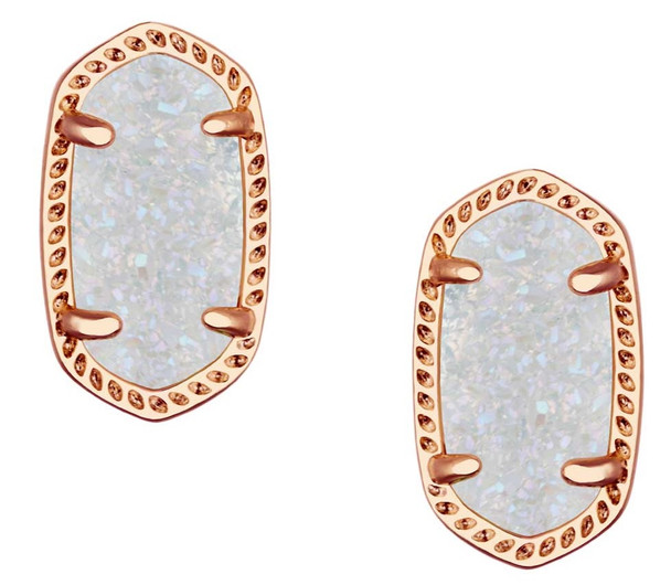 Kendra Scott Ellie Rose Gold Stud Earrings - Iridescent Drusy - 4217714298 42177142981