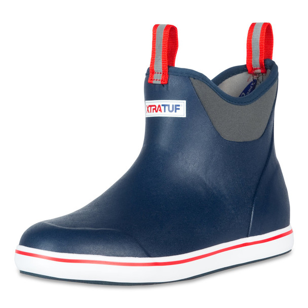 XTRATUF Performance Series 6 Inch Mens Full Rubber Ankle Deck Boots - Navy & Red  - Size 9 22733-NVY-090