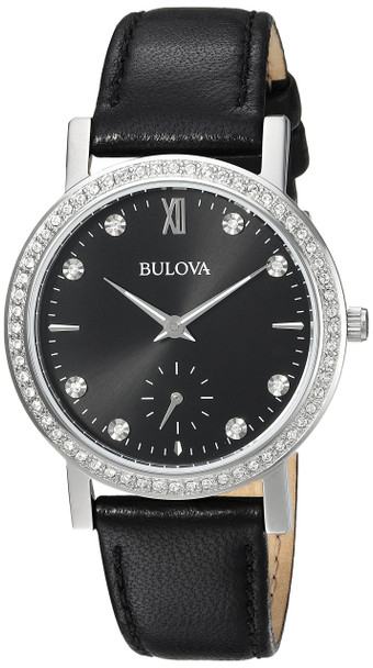 Bulova Swarovski Crystal Leather Ladies Watch 96L246
