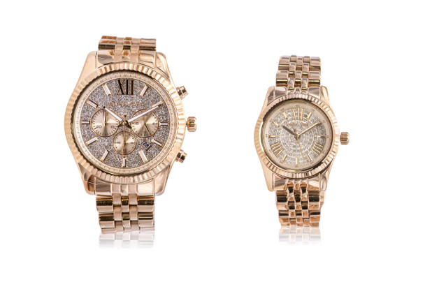 Michael Kors Lexington Gold-Tone His and Hers Watch Set MK1047