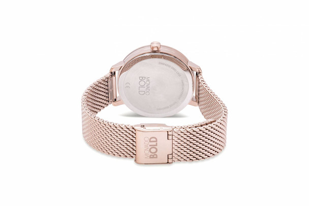 Movado Bold Evolution Rose-Tone Mesh Ladies Watch 3600654