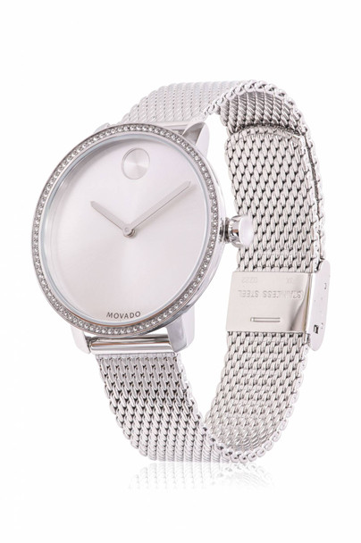 Movado Bold Crystal Stainless Steel Mesh Ladies Watch 3600655